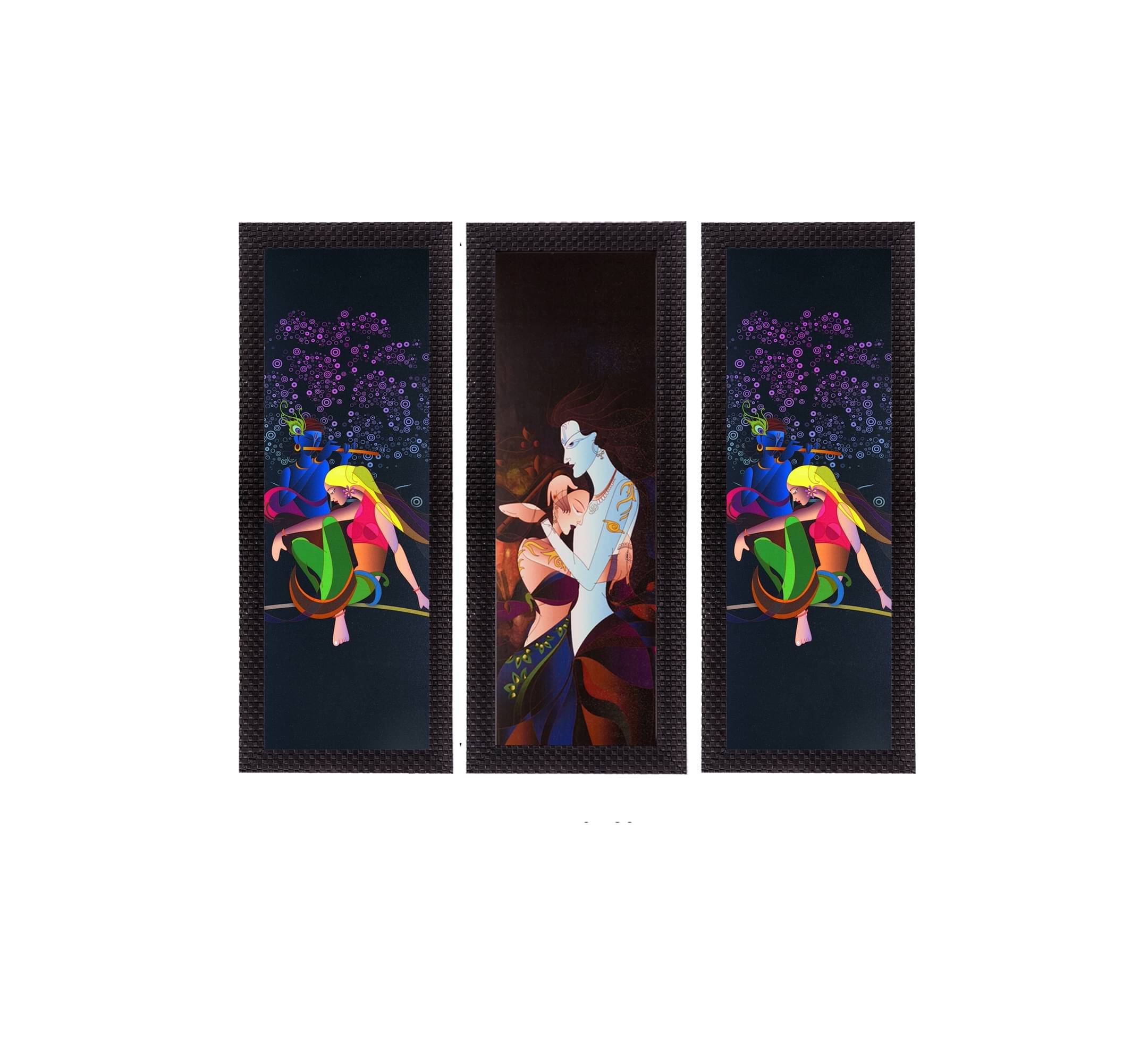 eCraftIndia Set of 3 Blue & Red Radha Krishna Satin Matt Textured UV Wall Arts eCraftIndia Set of 3 Blue & Red Radha Krishna Satin Matt Textured UV Wall Arts