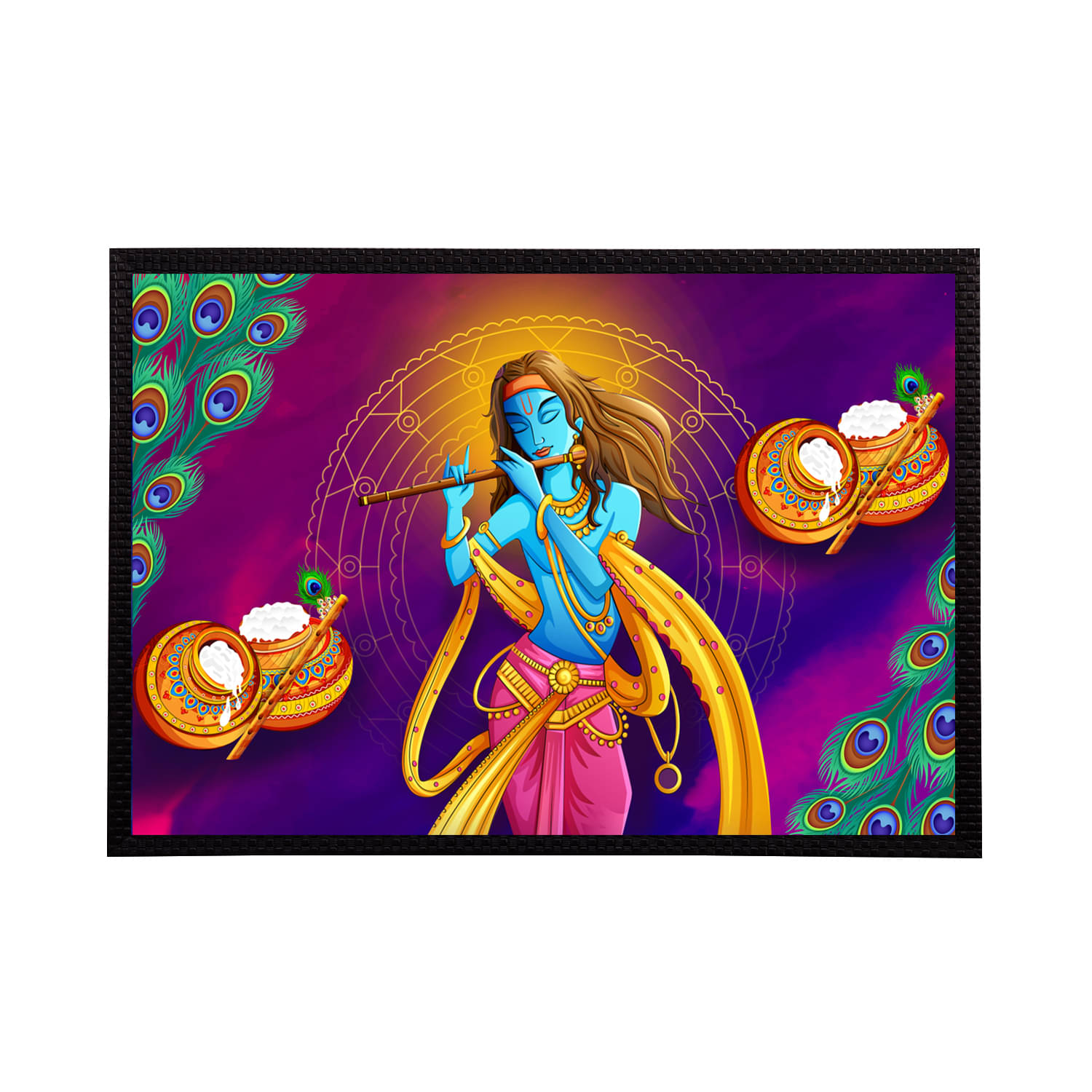     			eCraftIndia Lord Krishna Satin Matt Texture UV Art Painting