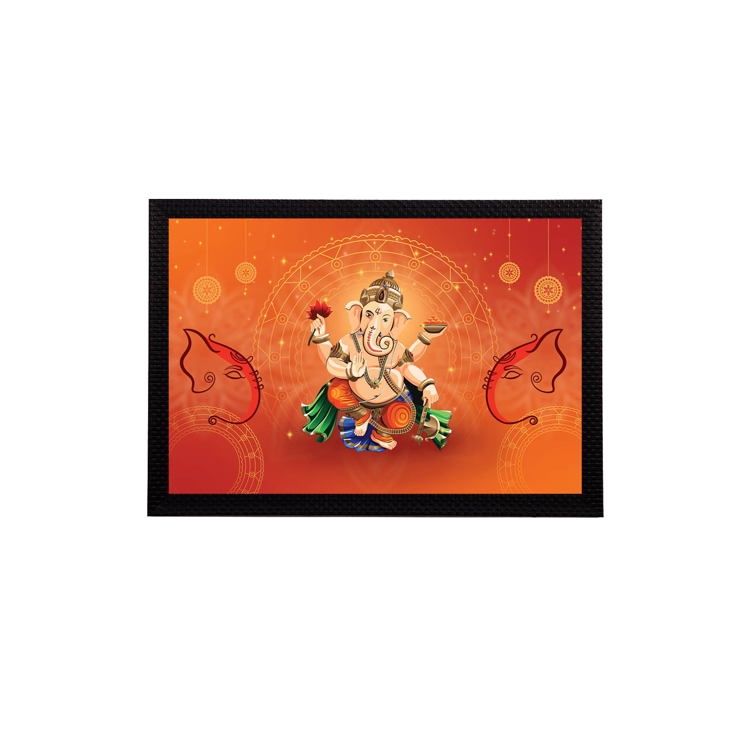 eCraftIndia Orange Lord Ganesha Satin Matt Texture Framed UV Wall Art Painting eCraftIndia Orange Lord Ganesha Satin Matt Texture Framed UV Wall Art Painting