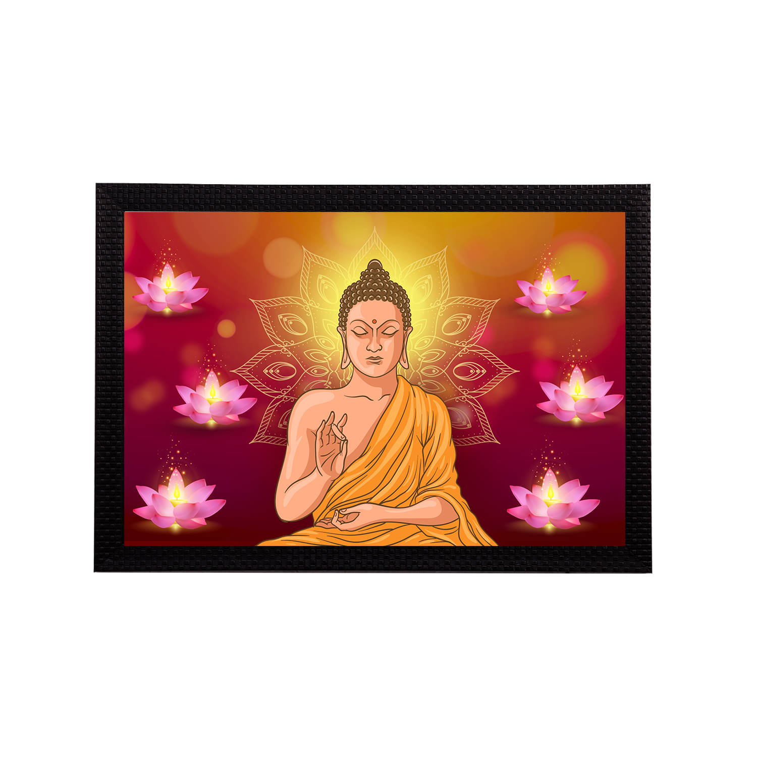 eCraftIndia Maroon & Orange Meditating Lord Buddha Satin Matt Textured UV Wall Painting eCraftIndia Maroon & Orange Meditating Lord Buddha Satin Matt Textured UV Wall Painting