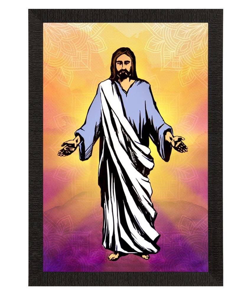     			eCraftIndia Yellow & White Jesus Christ Satin Matt Texture UV Art Painting