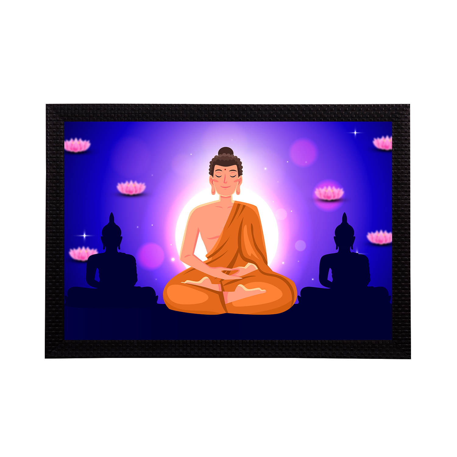 eCraftIndia Blue & Orange Meditating Lord Buddha Satin Matt Texture UV Wall Painting eCraftIndia Blue & Orange Meditating Lord Buddha Satin Matt Texture UV Wall Painting