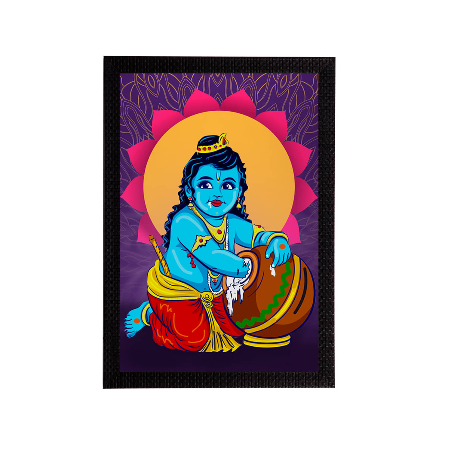     			eCraftIndia Lord Krishna Satin Matt Texture UV Art Painting
