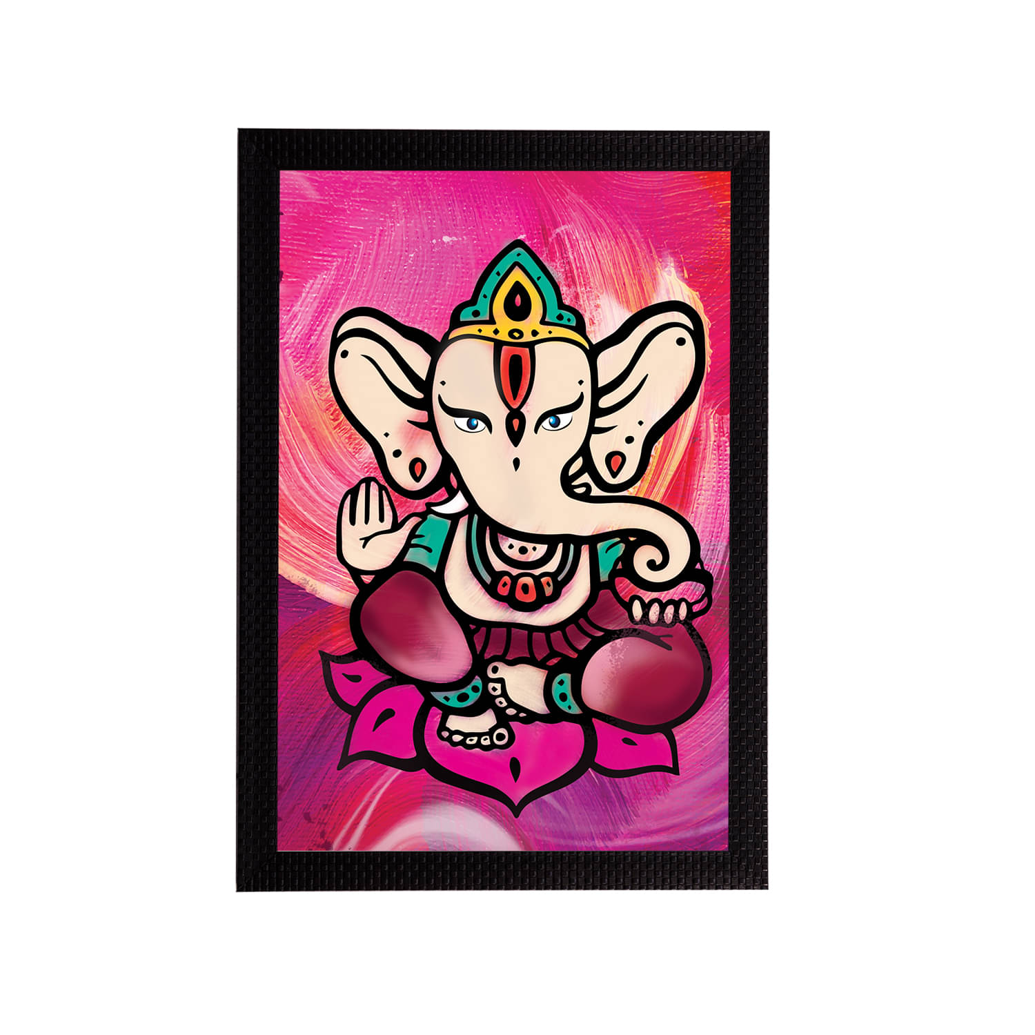     			eCraftIndia Pink & Purple Lord Ganesha Satin Matt Textured UV Wall Art