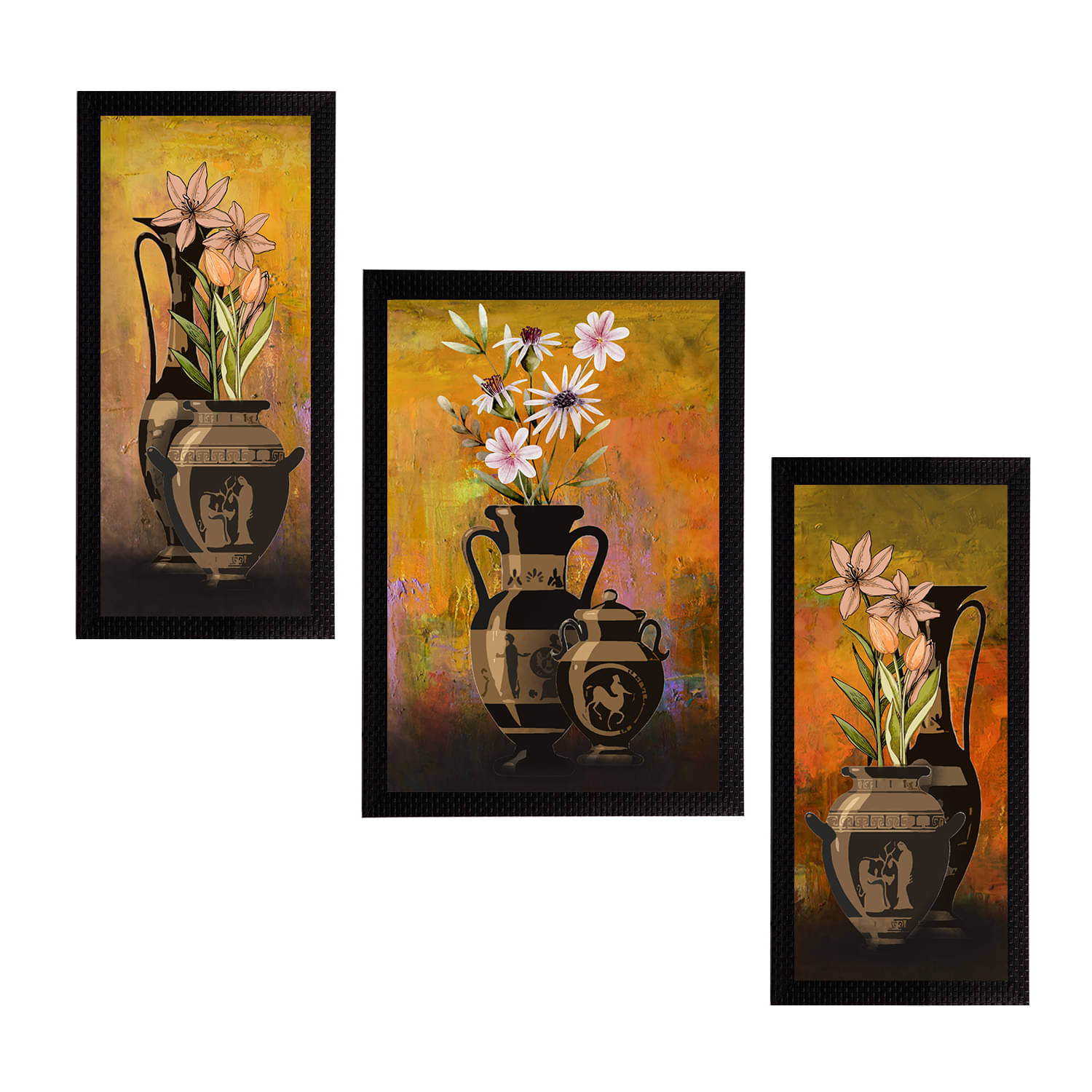 eCraftIndia Set of 3 Green & Beige Botanical & Floral Satin Matt Textured UV Wall Paintings eCraftIndia Set of 3 Green & Beige Botanical & Floral Satin Matt Textured UV Wall Paintings