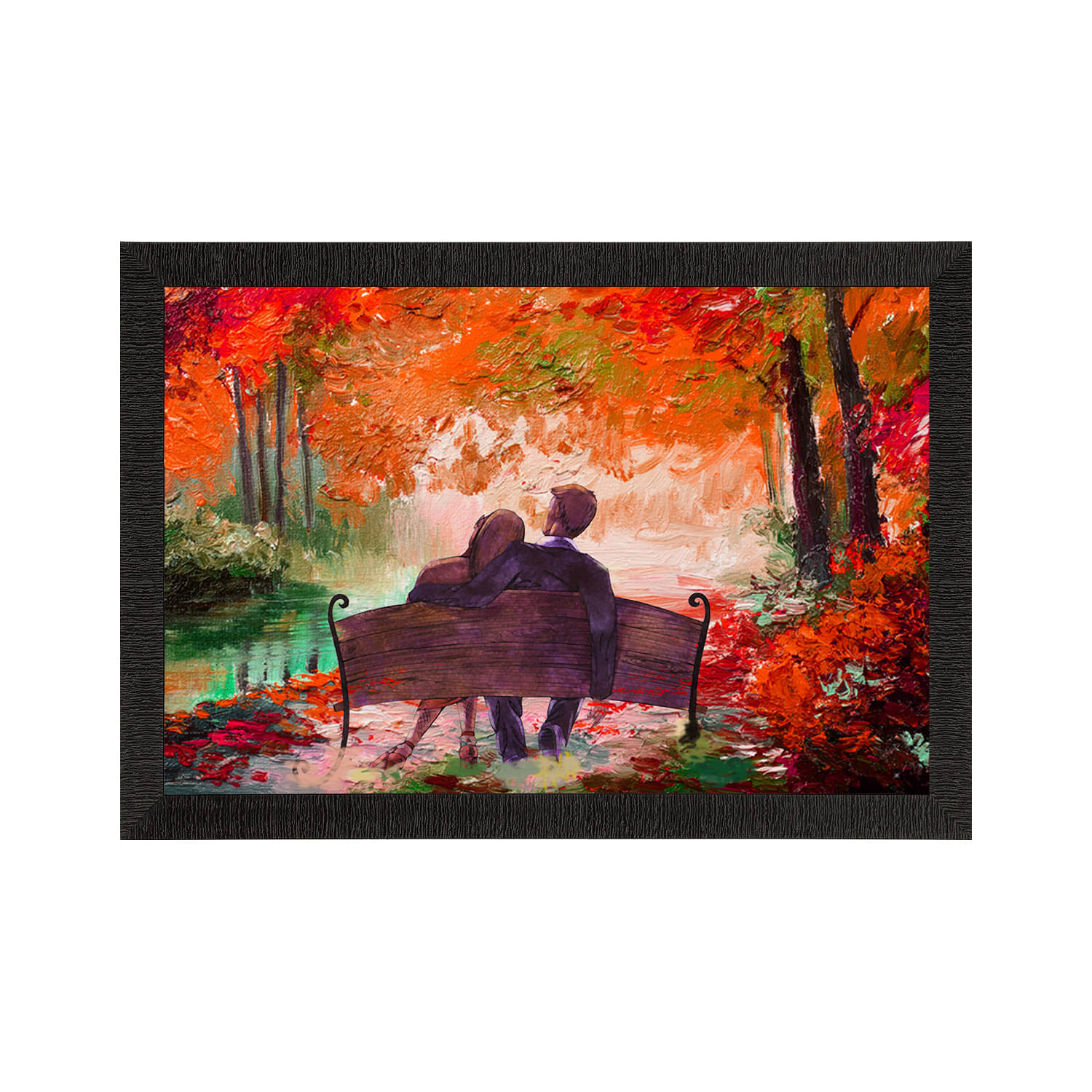     			eCraftIndia Orange & Green Valentine Theme Satin Matte Texture UV Wall Painting