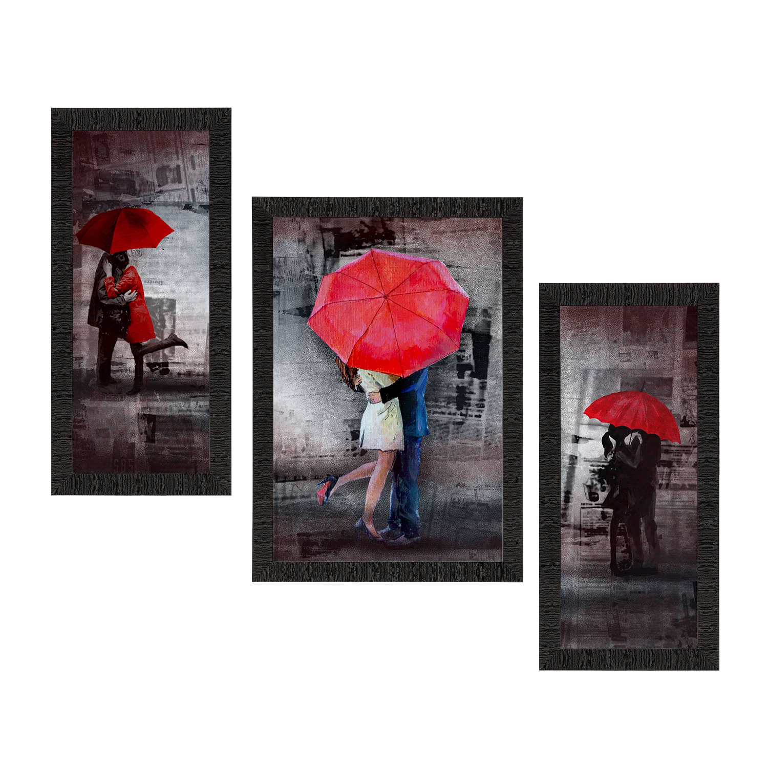 eCraftIndia Grey & Red Set of 3 Loving Couple Under Umbrella Valentine Theme Satin Matt Texture Art Painting eCraftIndia Grey & Red Set of 3 Loving Couple Under Umbrella Valentine Theme Satin Matt Texture Art Painting
