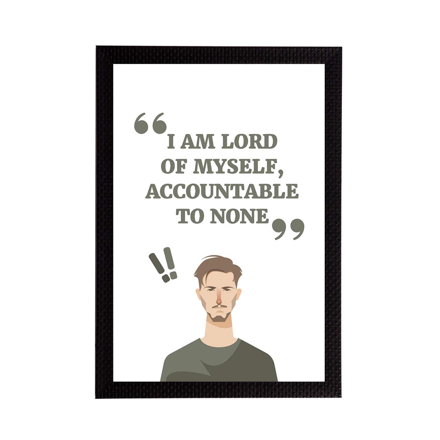     			eCraftIndia White & Green I Am Lord Of Myself, Accountable To None Printed Textured UV Wall Art