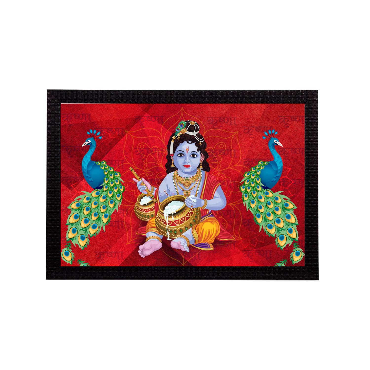     			eCraftIndia Lord Krishna Satin Matt Texture UV Art Painting