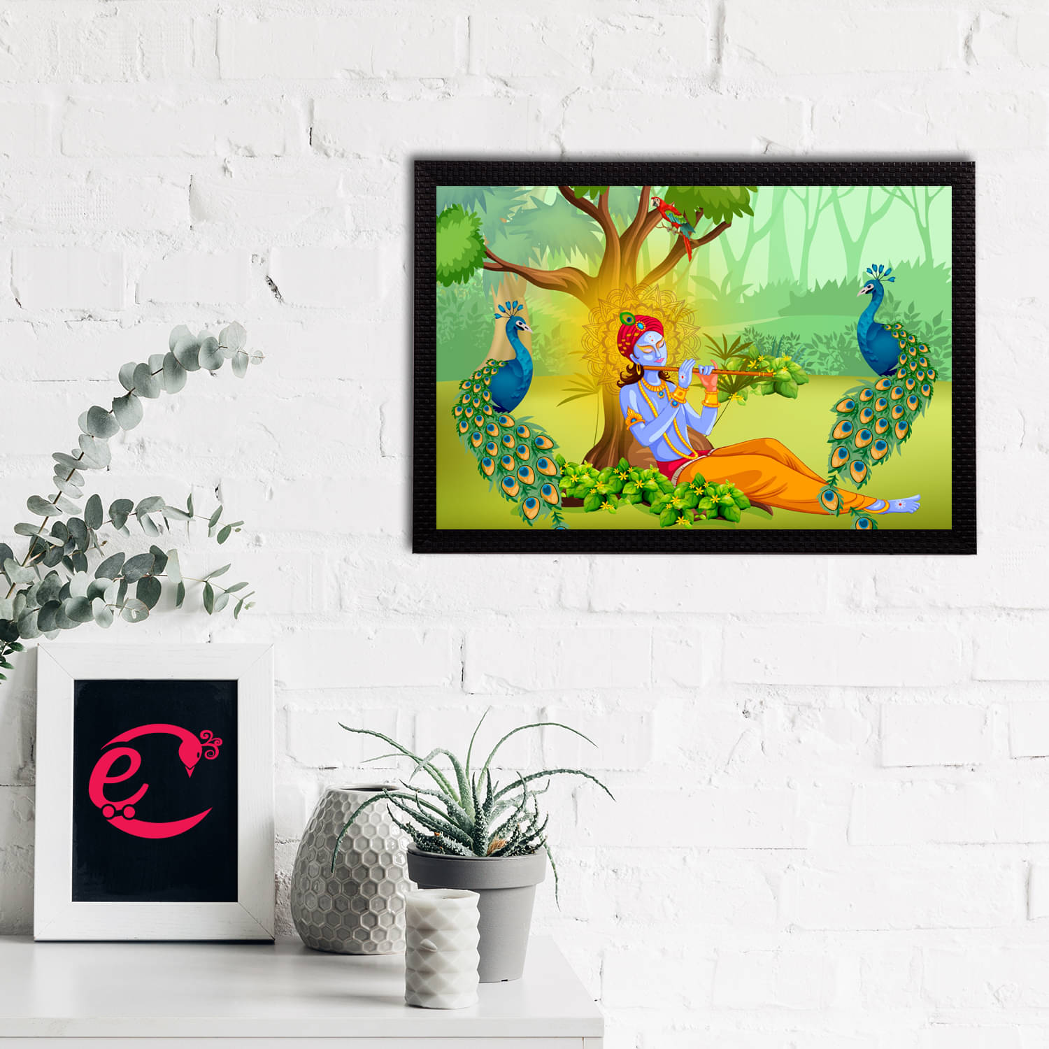     			eCraftIndia Lord Krishna Satin Matt Texture UV Art Painting