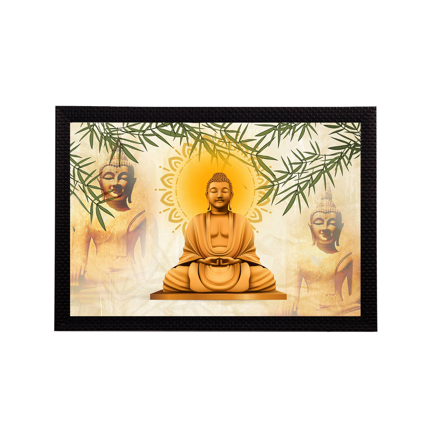 eCraftIndia Gold-Toned & Yellow Meditating Lord Buddha Satin Matt Textured UV Wall Art eCraftIndia Gold-Toned & Yellow Meditating Lord Buddha Satin Matt Textured UV Wall Art