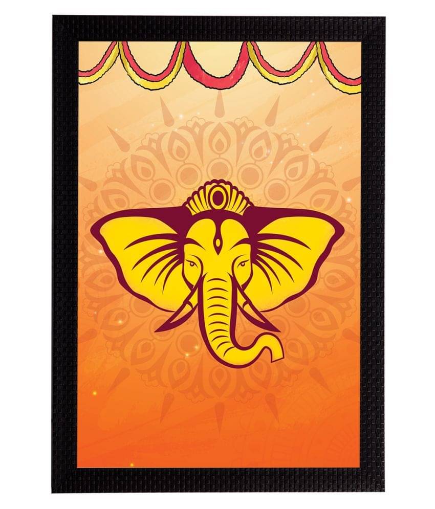 eCraftIndia Orange & Yellow Lord Ganesha Satin Matt Textured UV Wall Art eCraftIndia Orange & Yellow Lord Ganesha Satin Matt Textured UV Wall Art