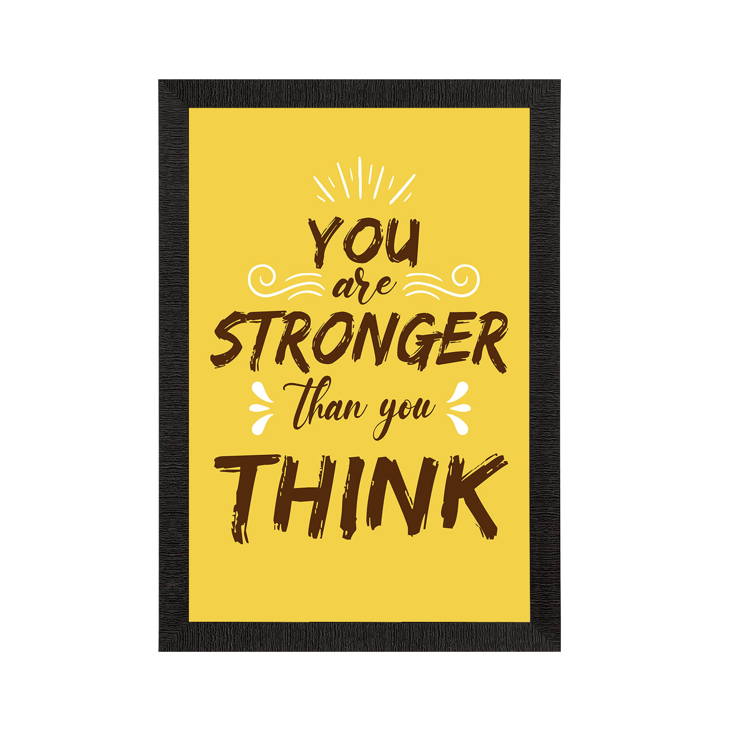     			eCraftIndia Yellow & Brown You Are Stronger Than You Think Motivational Quote Satin Matt Texture UV Art Painting