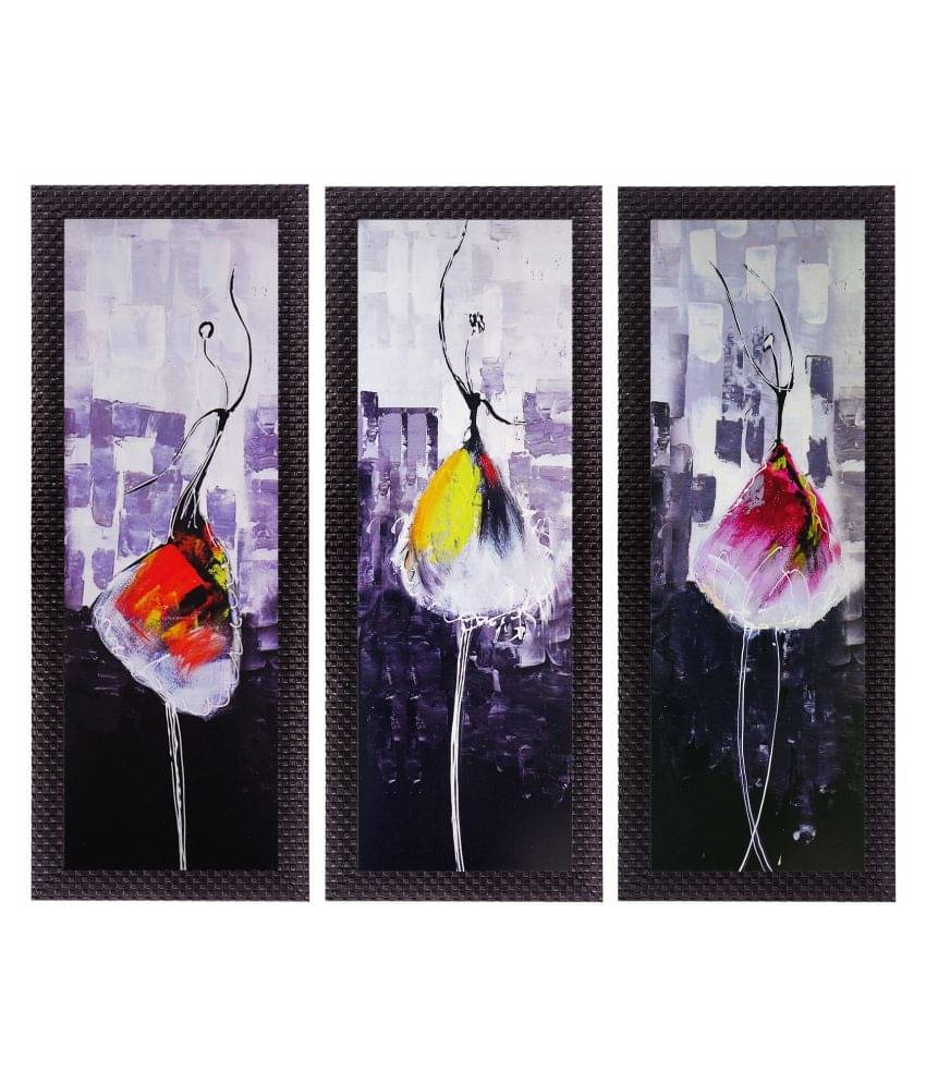 eCraftIndia Set of 3 Purple & Black Abstract Dancing Lady Satin Matt Texture UV Wall Art eCraftIndia Set of 3 Purple & Black Abstract Dancing Lady Satin Matt Texture UV Wall Art