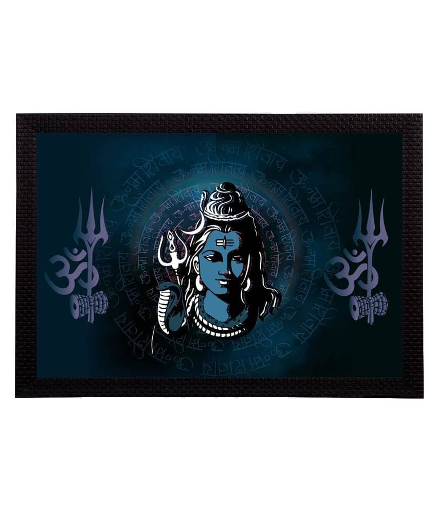     			eCraftIndia Blue & White Lord Shiva Satin Matt Textured UV Wall Art