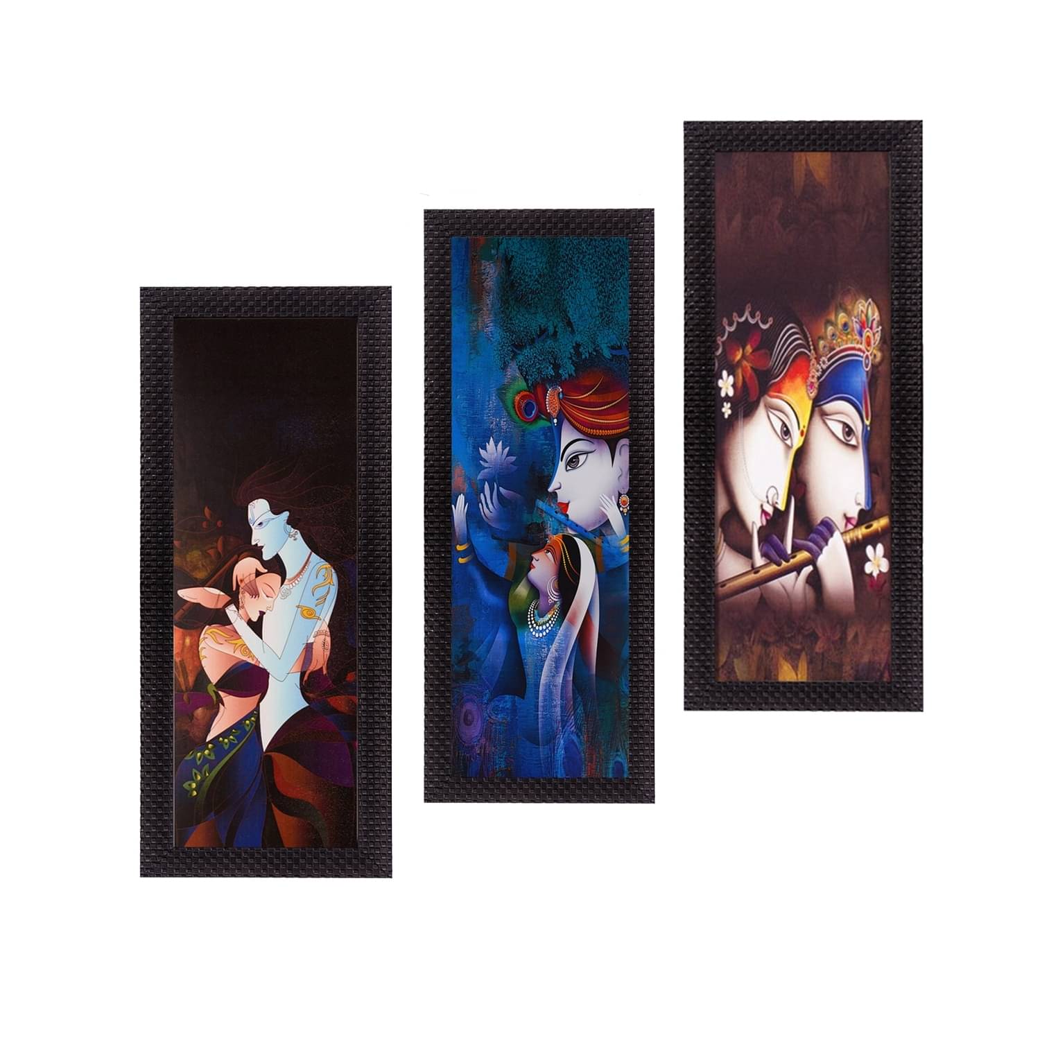 eCraftIndia Set of 3 Blue & Brown Radha Krishna Satin Matt Texture UV Wall Art eCraftIndia Set of 3 Blue & Brown Radha Krishna Satin Matt Texture UV Wall Art