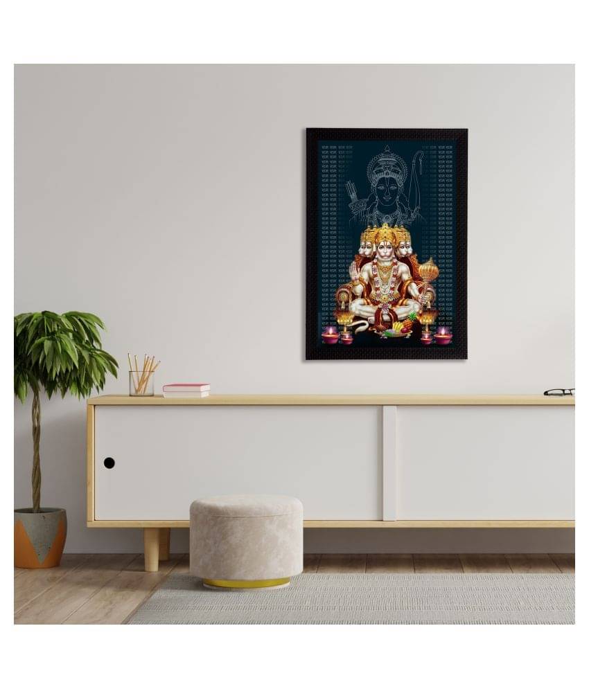 eCraftIndia Panch Mukhi Lord Hanuman Satin Matt Texture UV Art Painting eCraftIndia Panch Mukhi Lord Hanuman Satin Matt Texture UV Art Painting