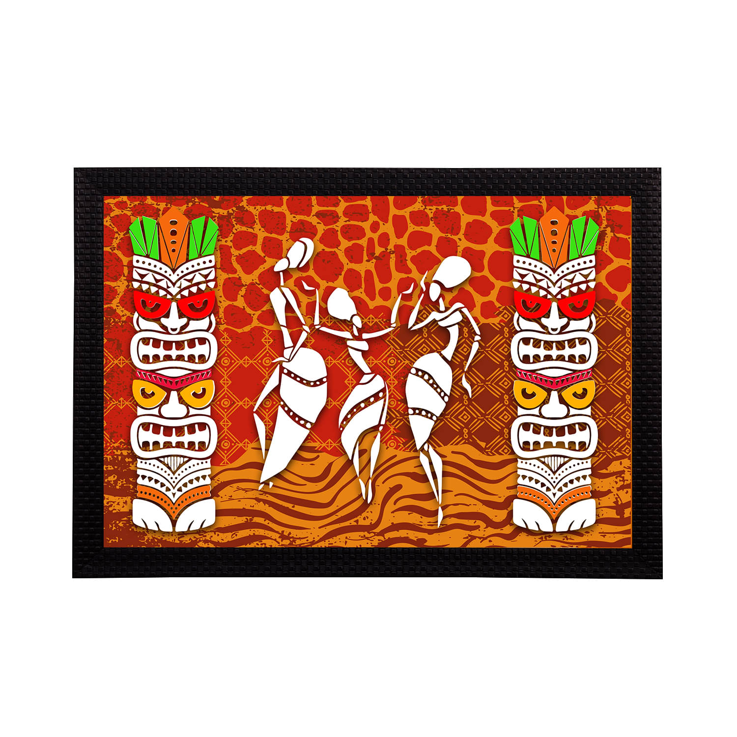 eCraftIndia Orange & Red Tribal Theme Satin Matt Texture UV Art Painting eCraftIndia Orange & Red Tribal Theme Satin Matt Texture UV Art Painting