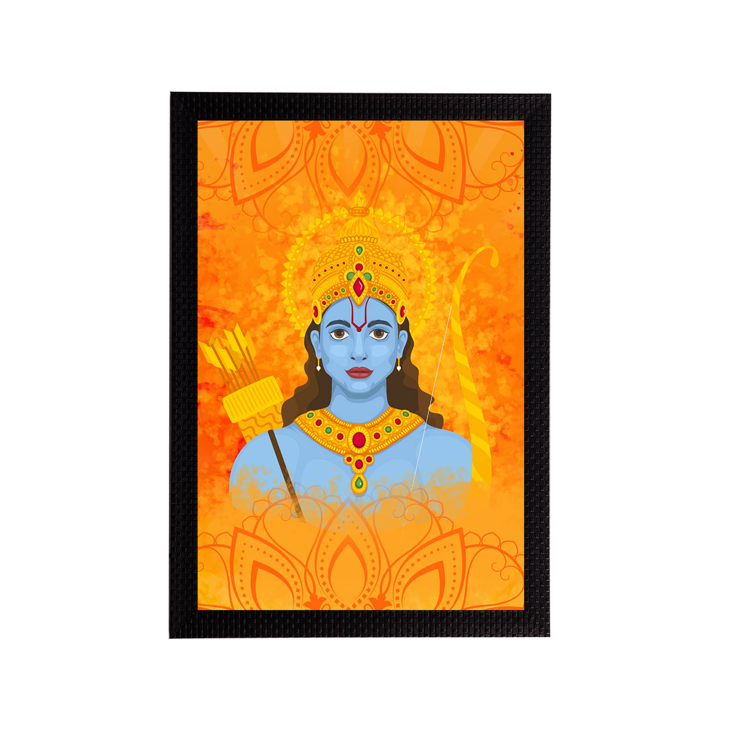     			eCraftIndia Blue & Orange Lord Ram Satin Matt Texture UV Wall Art