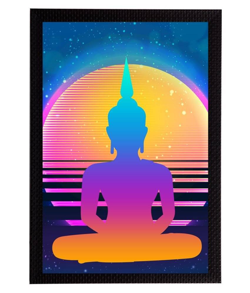 eCraftIndia Blue & Orange Meditating Lord Buddha Satin Matt Textured UV Wall Art eCraftIndia Blue & Orange Meditating Lord Buddha Satin Matt Textured UV Wall Art