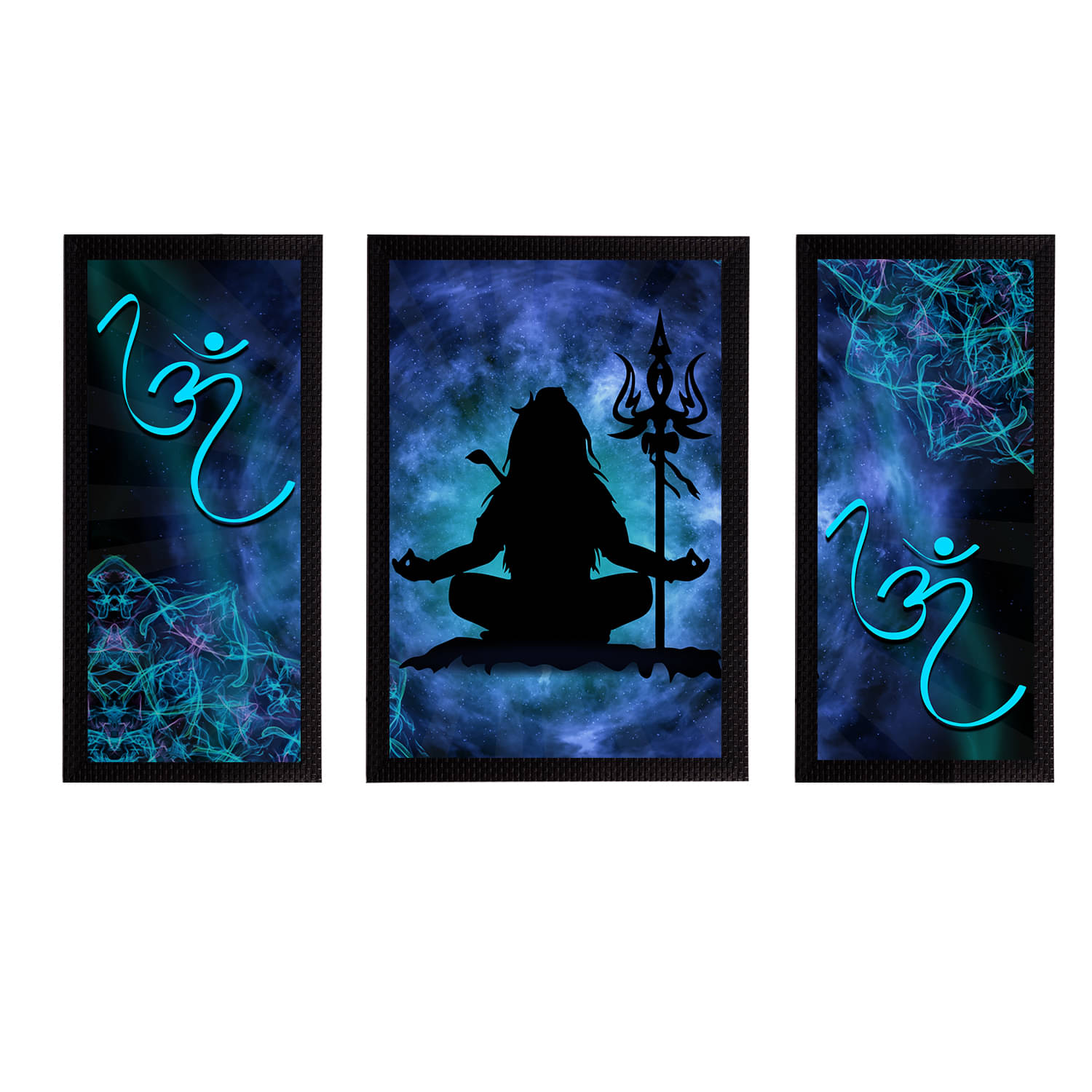 eCraftIndia Set of 3 Blue & Black Lord Shiva Satin Matt Textured UV Art Painting eCraftIndia Set of 3 Blue & Black Lord Shiva Satin Matt Textured UV Art Painting