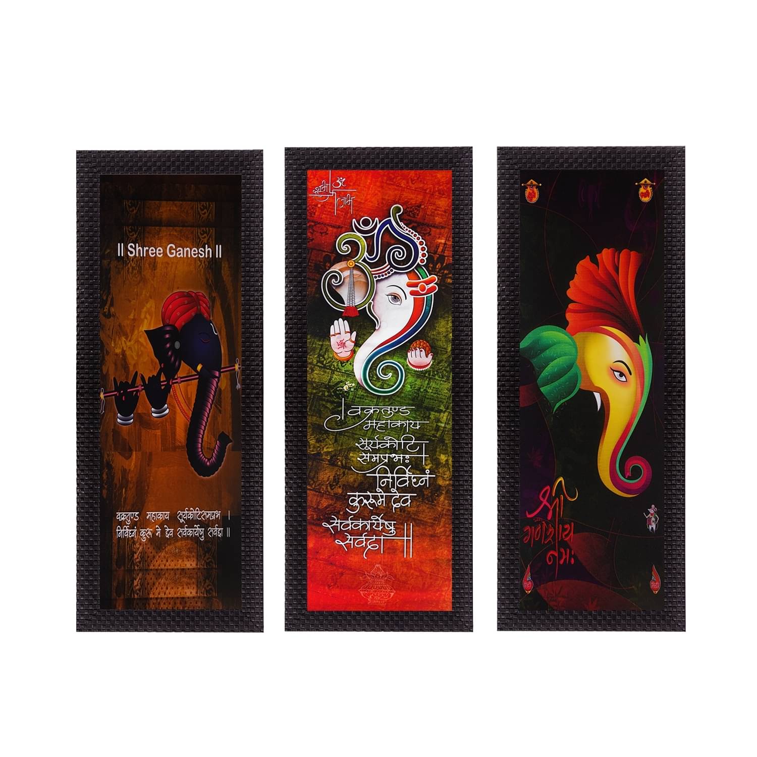 eCraftIndia Set of 3 Red & Green Lord Ganesha Satin Matt Textured UV Wall Arts eCraftIndia Set of 3 Red & Green Lord Ganesha Satin Matt Textured UV Wall Arts