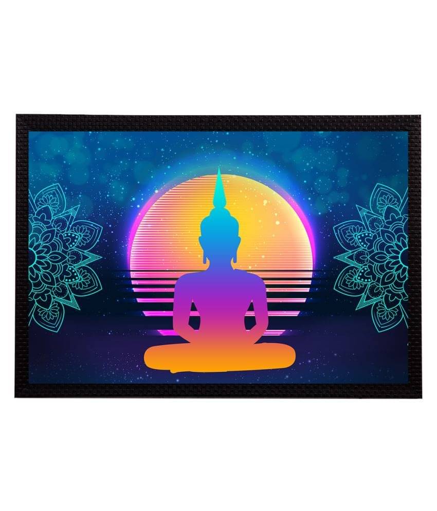 eCraftIndia Blue & Orange Meditating Lord Buddha Satin Matt Textured UV Wall Painting eCraftIndia Blue & Orange Meditating Lord Buddha Satin Matt Textured UV Wall Painting