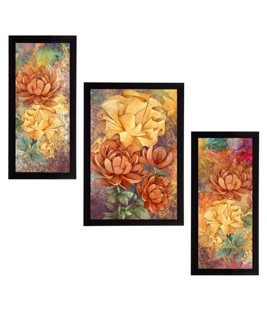 eCraftIndia Set of 3 Yellow & Green Botanical and Floral Satin Matt Textured UV Wall Art eCraftIndia Set of 3 Yellow & Green Botanical and Floral Satin Matt Textured UV Wall Art