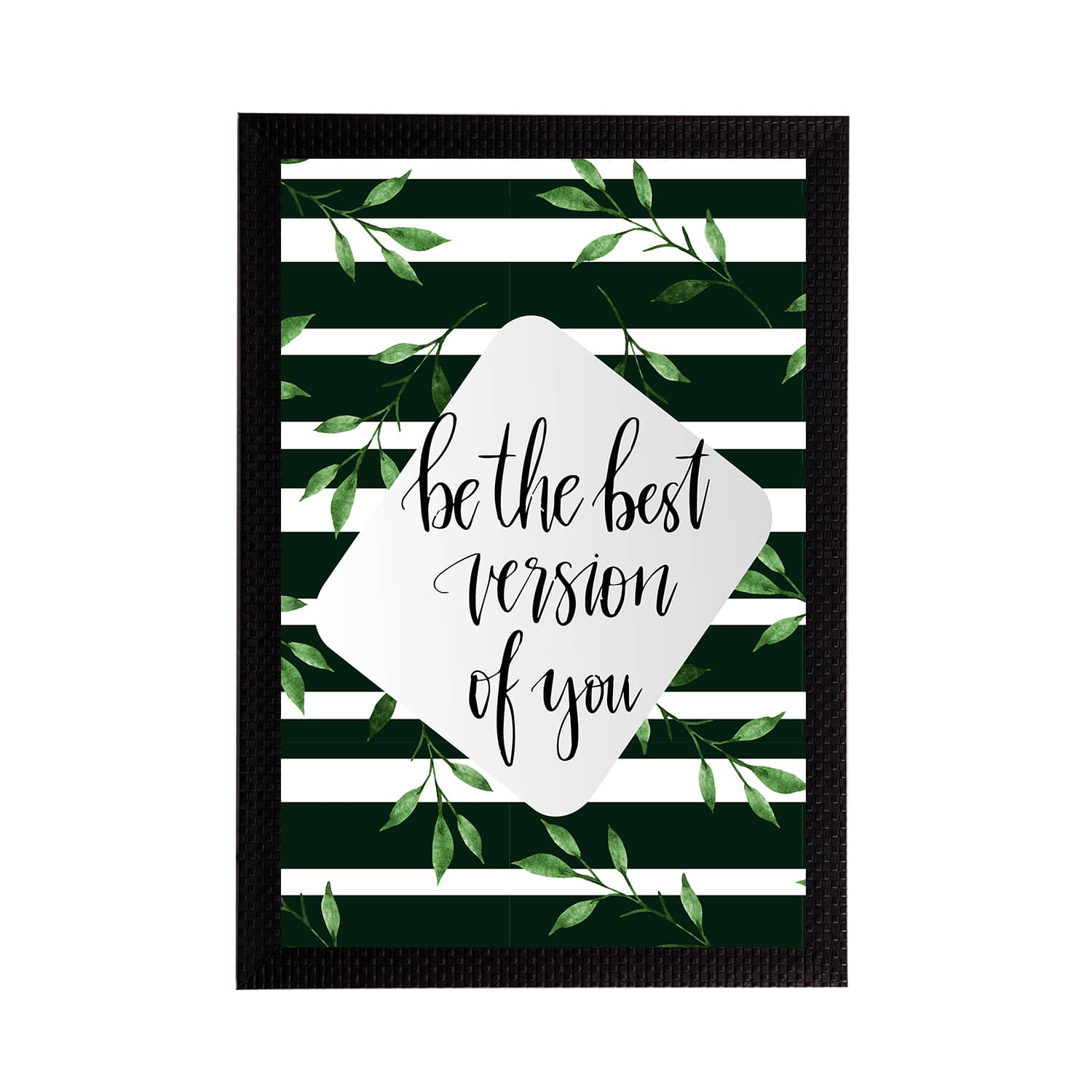 eCraftIndia Green & White Be The Best Version Of You Motivational Quote Satin Matt Texture UV Art Painting eCraftIndia Green & White Be The Best Version Of You Motivational Quote Satin Matt Texture UV Art Painting