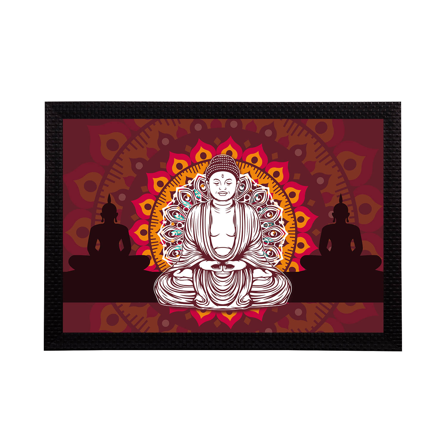     			eCraftIndia Maroon & Orange Meditating Lord Buddha Satin Matt Texture UV Art Painting