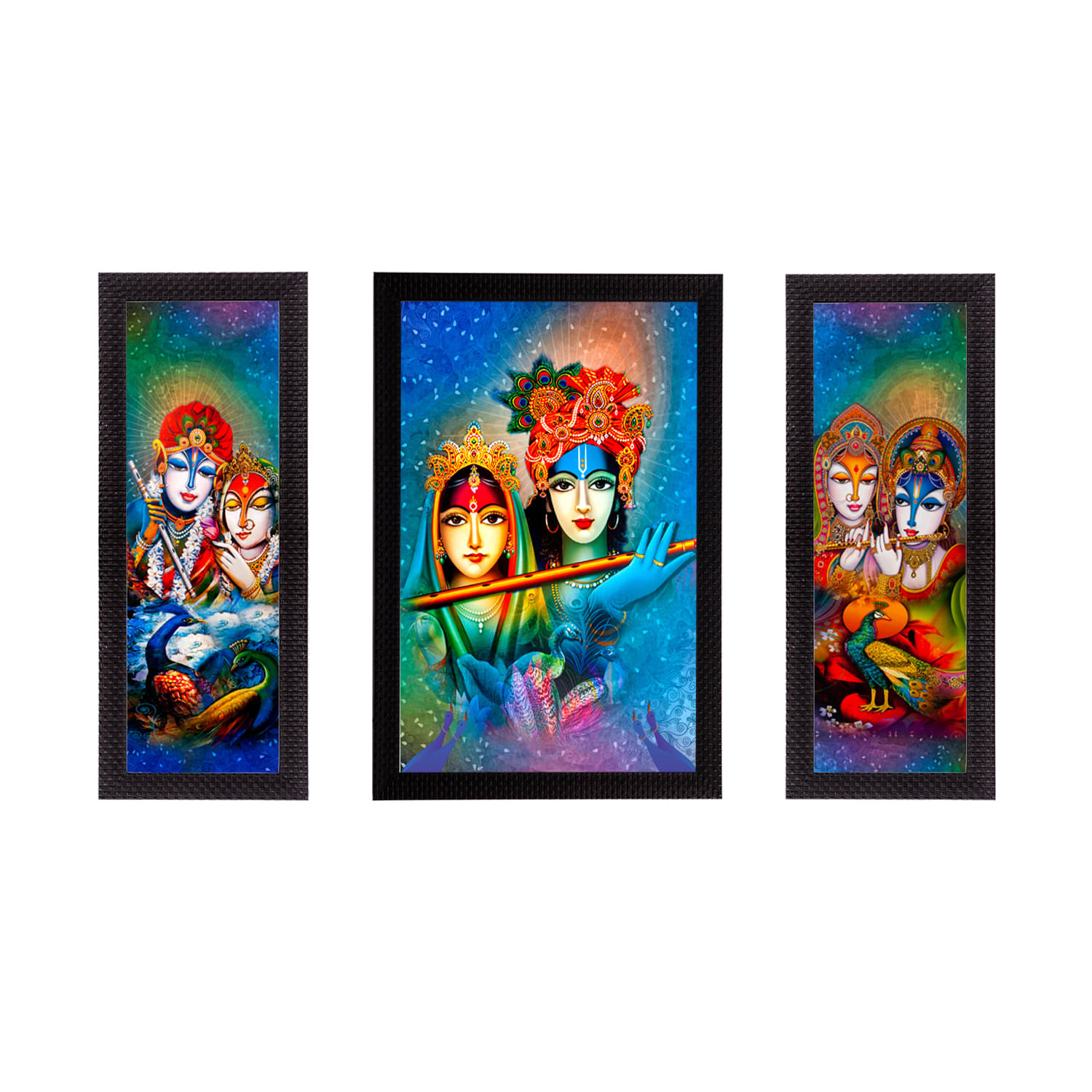 eCraftIndia Set of 3 Blue & Green Abstract Radha Krishna Satin Matt Texture UV Wall Painting eCraftIndia Set of 3 Blue & Green Abstract Radha Krishna Satin Matt Texture UV Wall Painting