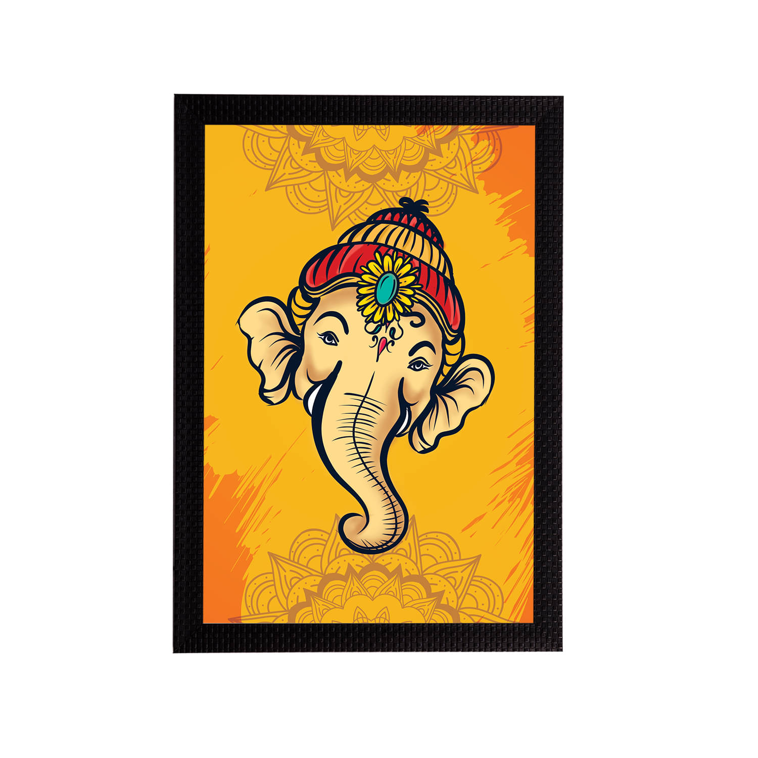     			eCraftIndia Yellow & Beige Lord Ganesha Satin Matt Textured UV Wall Art
