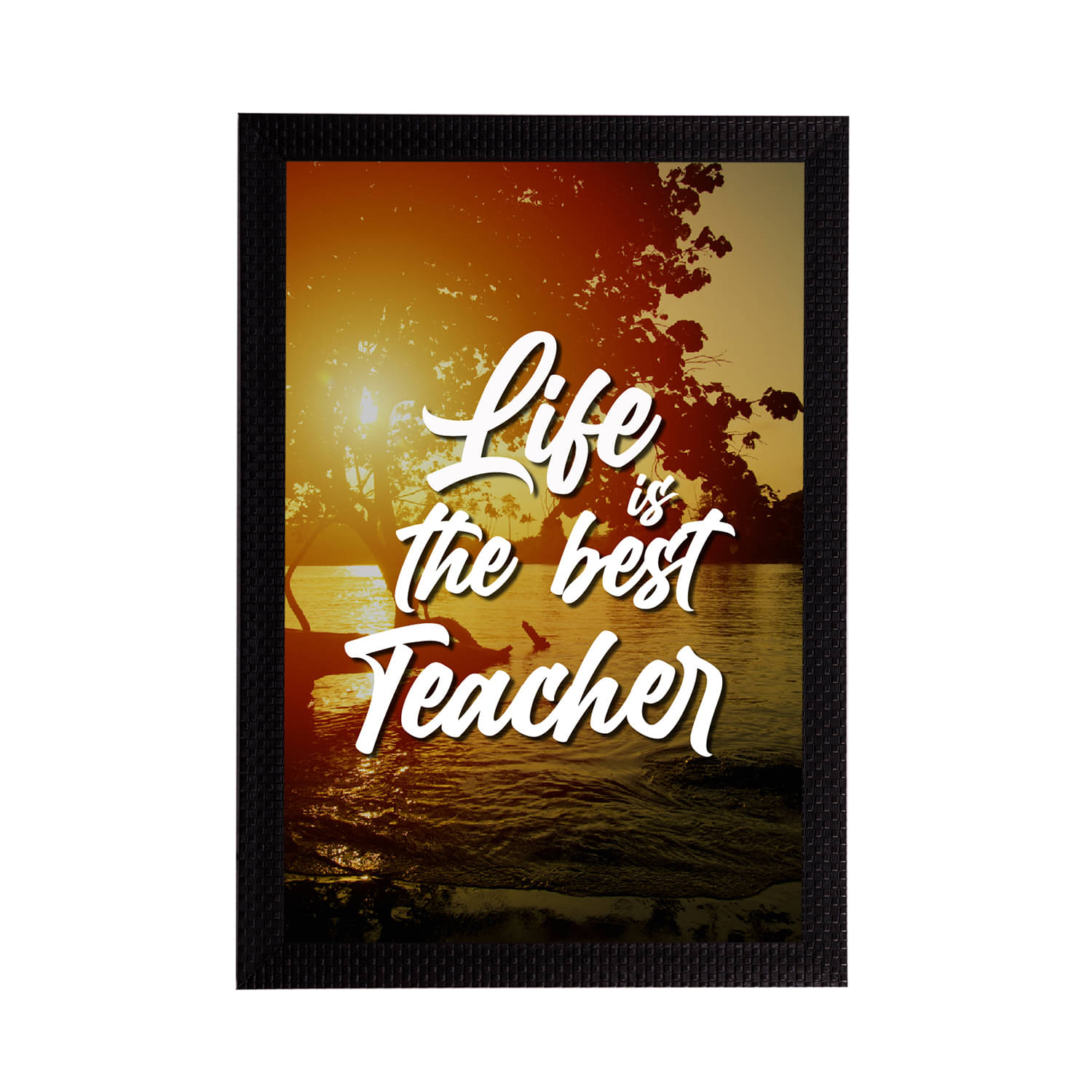 eCraftIndia Yellow & White "Life Is The Best Teacher" Motivational Quote Satin Matt Texture UV Art Painting eCraftIndia Yellow & White "Life Is The Best Teacher" Motivational Quote Satin Matt Texture UV Art Painting