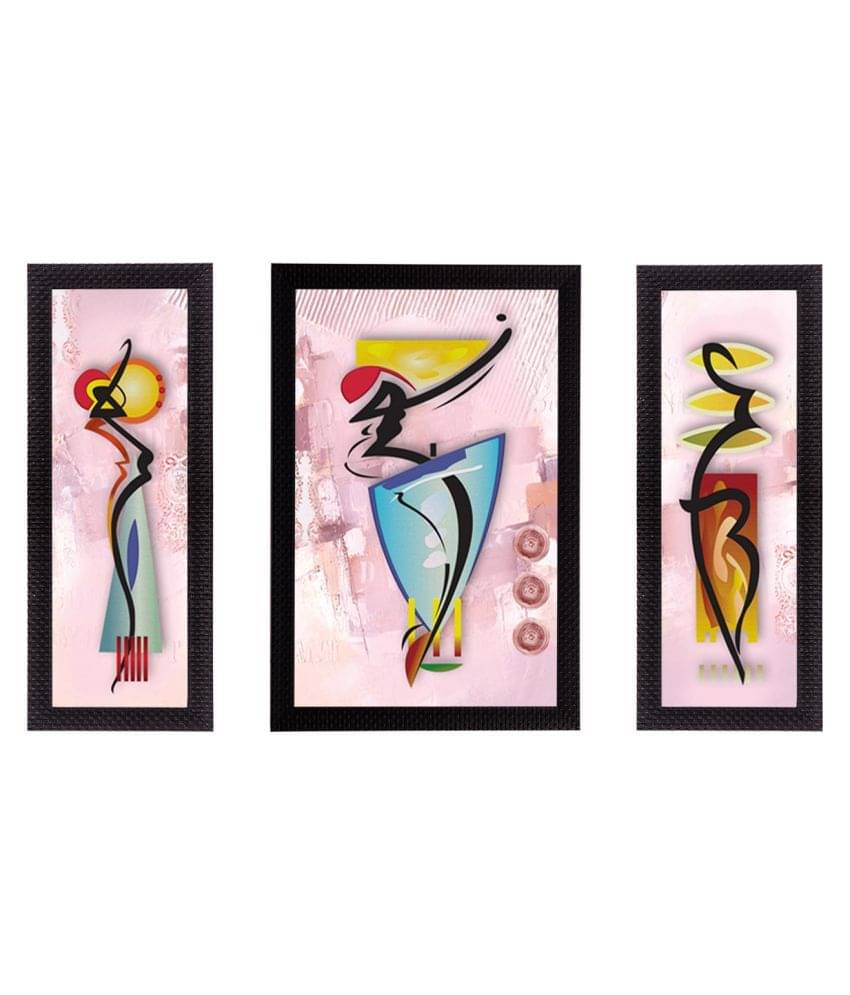     			eCraftIndia Set of 3 Dancing Lady UV Wall Arts