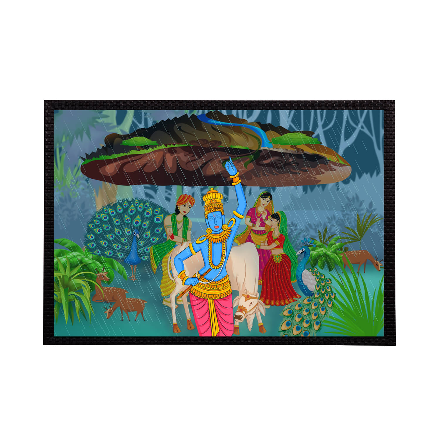     			eCraftIndia Lord Krishna Satin Matt Texture UV Art Painting