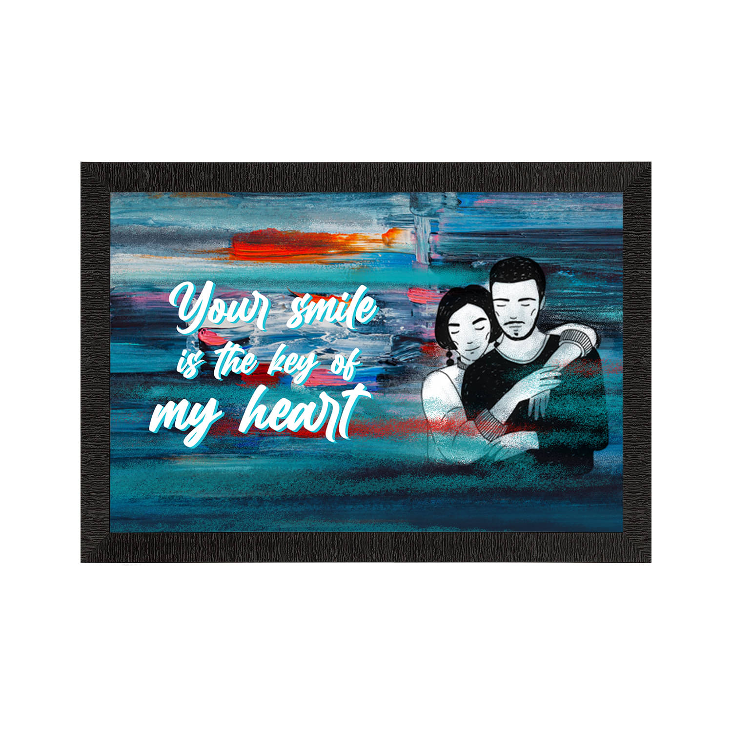     			eCraftIndia Your smile is the key of my Heart Love Theme Quote Satin Matt Texture UV Art Painting