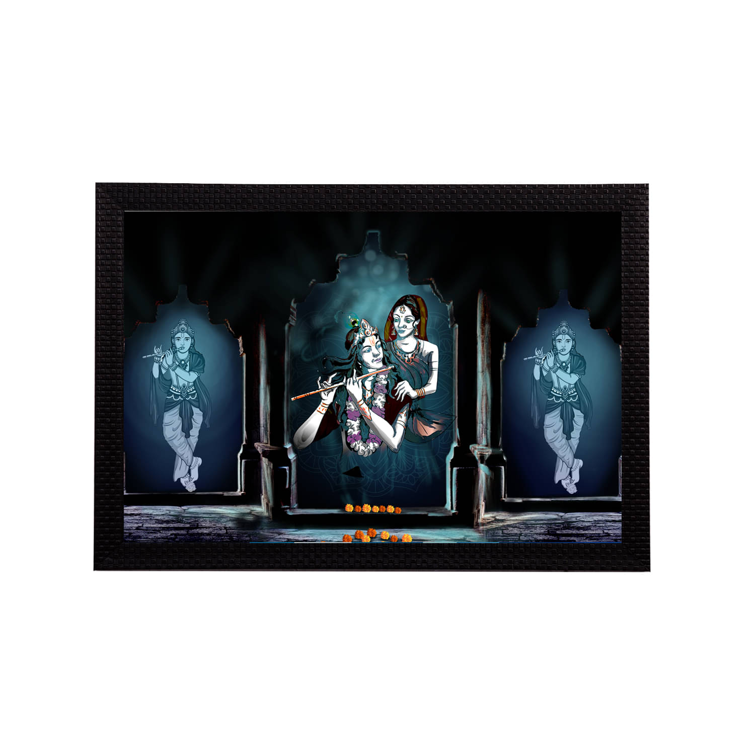     			eCraftIndia Lord Krishna Satin Matt Texture UV Art Painting