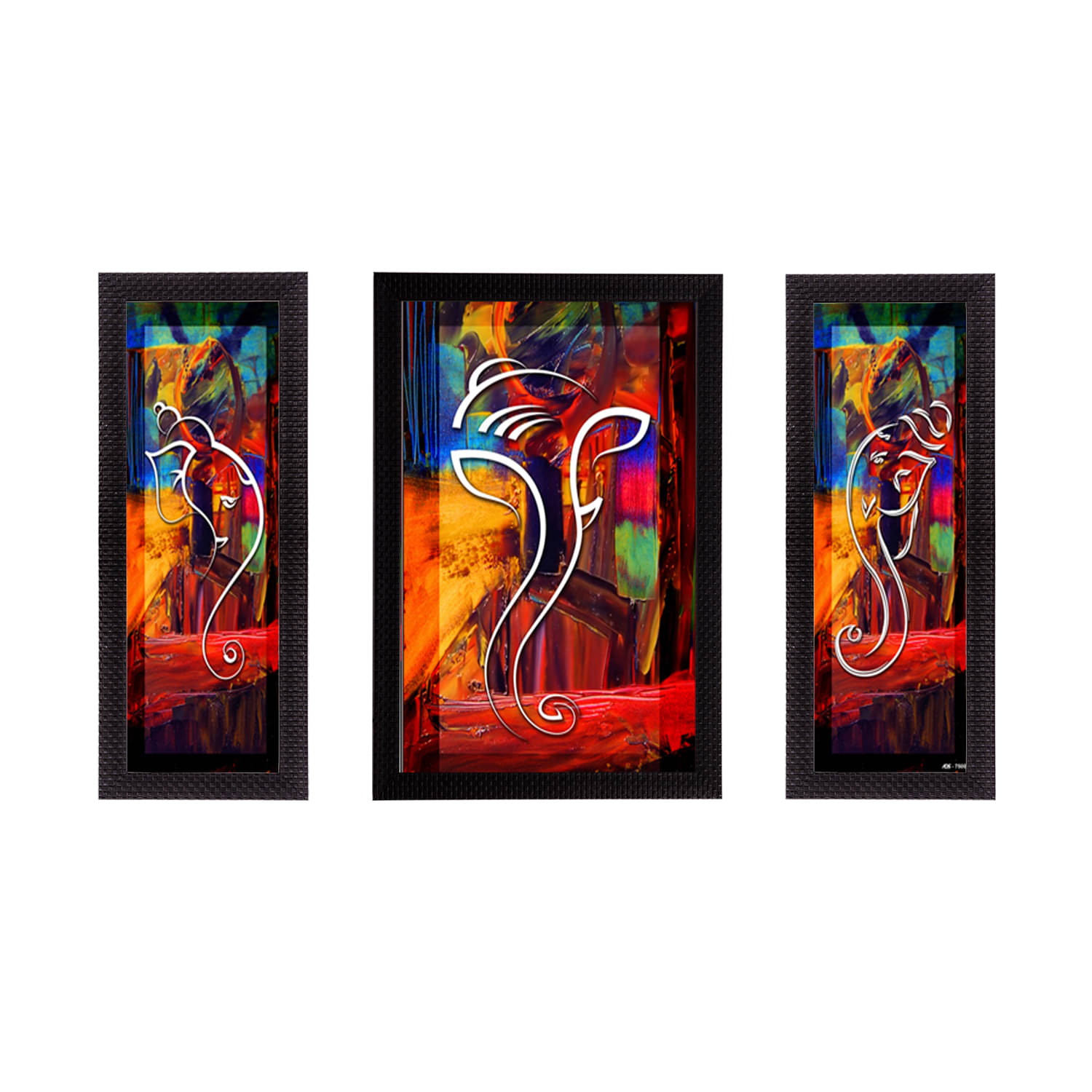 eCraftIndia Set of 3 Multicoloured Lord Ganesha UV Wall Art eCraftIndia Set of 3 Multicoloured Lord Ganesha UV Wall Art