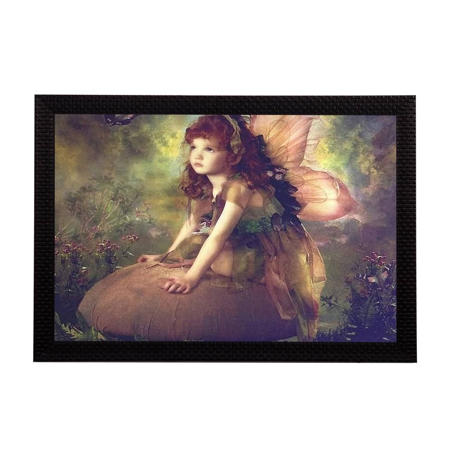     			eCraftIndia Green & Brown Little Angel UV Wall Art