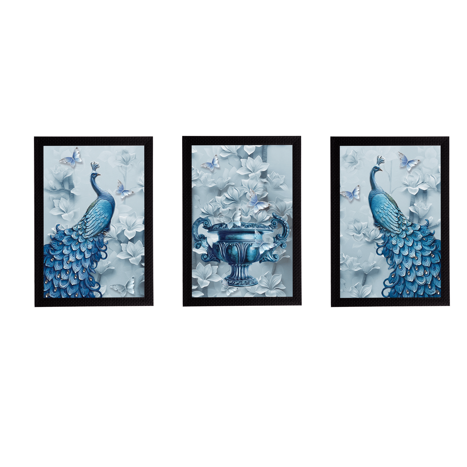 eCraftIndia Set of 3 Artistic Peacocks Satin Matt Texture UV Art Painting eCraftIndia Set of 3 Artistic Peacocks Satin Matt Texture UV Art Painting