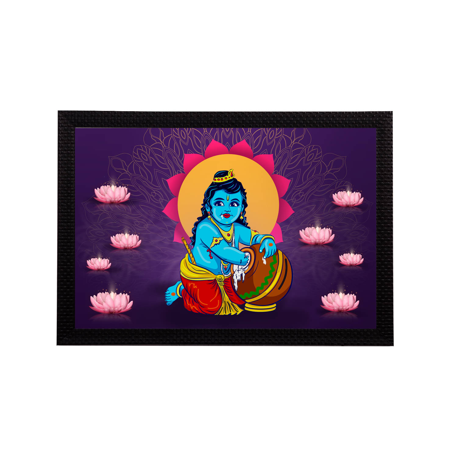     			eCraftIndia Lord Krishna Satin Matt Texture UV Art Painting