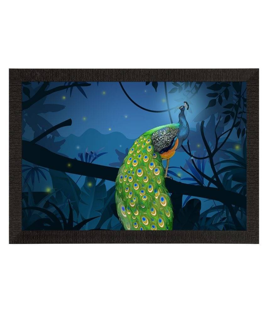 eCraftIndia Blue & Green Peacock Satin Matte Texture UV Wall Painting eCraftIndia Blue & Green Peacock Satin Matte Texture UV Wall Painting
