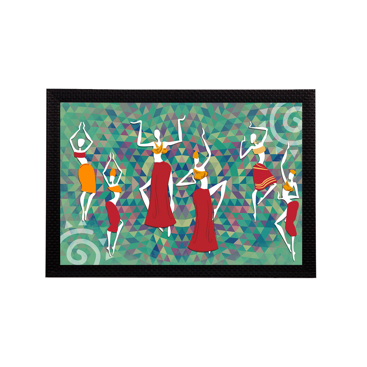 eCraftIndia Maroon & Green Tribal Theme Satin Matt Textured UV Wall Painting     			eCraftIndia Maroon & Green Tribal Theme Satin Matt Textured UV Wall Painting