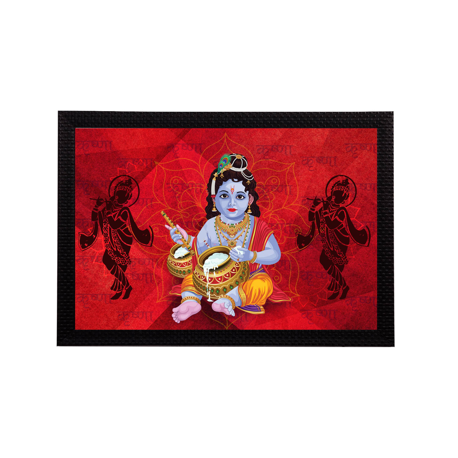     			eCraftIndia Lord Krishna Satin Matt Texture UV Art Painting