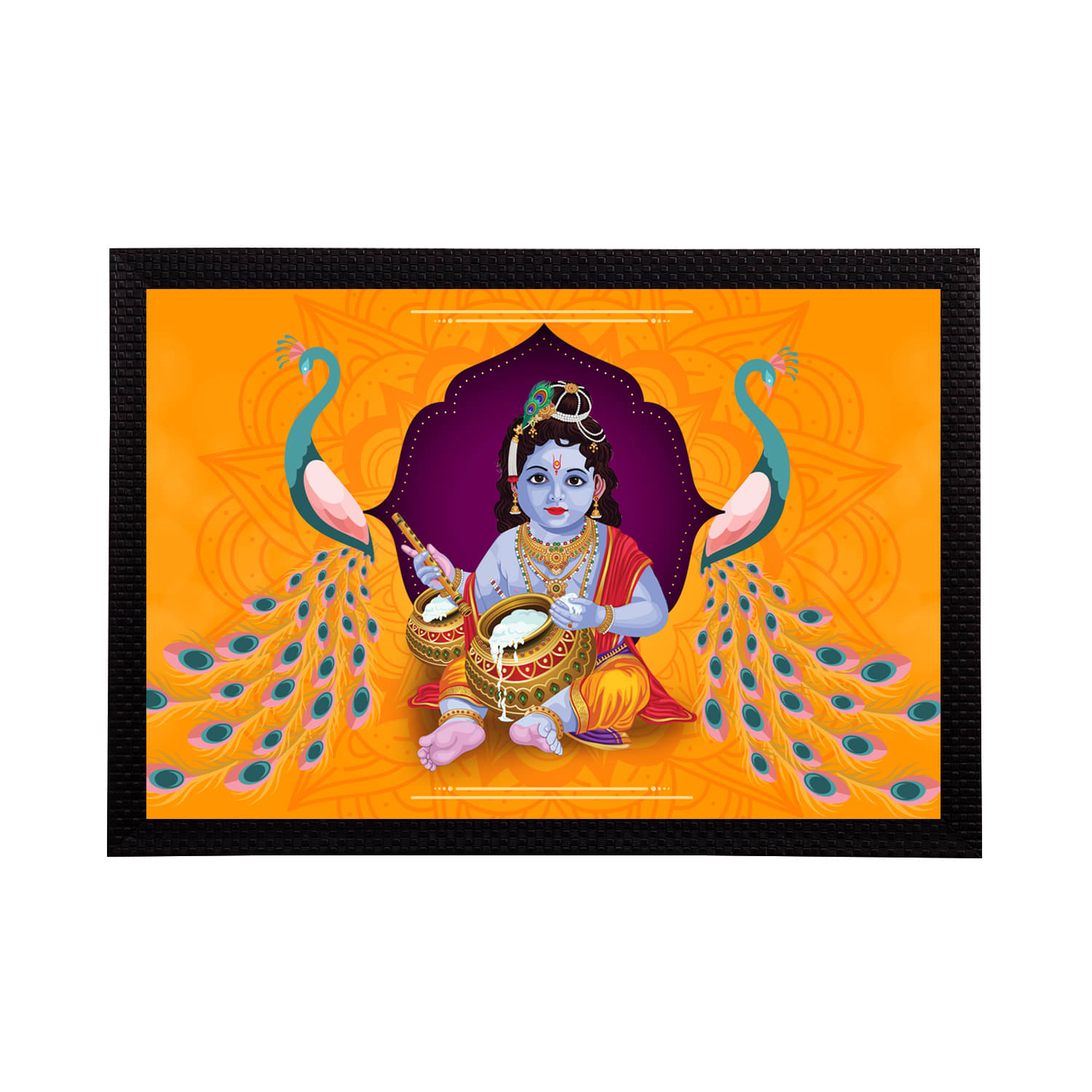     			eCraftIndia Lord Krishna Satin Matt Texture UV Art Painting