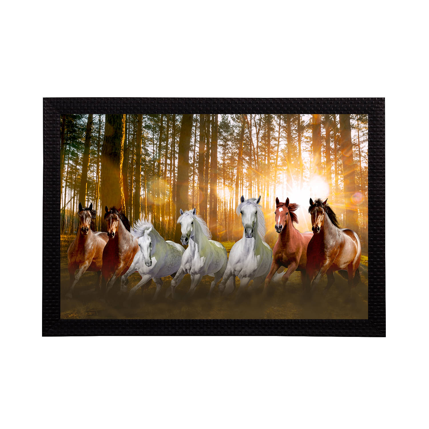 eCraftIndia Brown & White 7 Lucky Running Horses Satin Matt Textured UV Wall Art eCraftIndia Brown & White 7 Lucky Running Horses Satin Matt Textured UV Wall Art