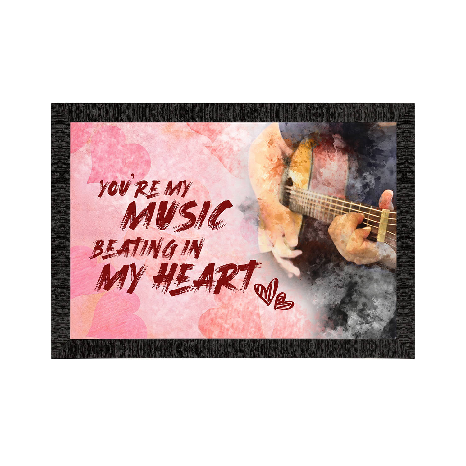     			eCraftIndia Black & Pink You are my MUSIC beating in MY HEART Love Quote Satin Matt Texture UV Art Painting