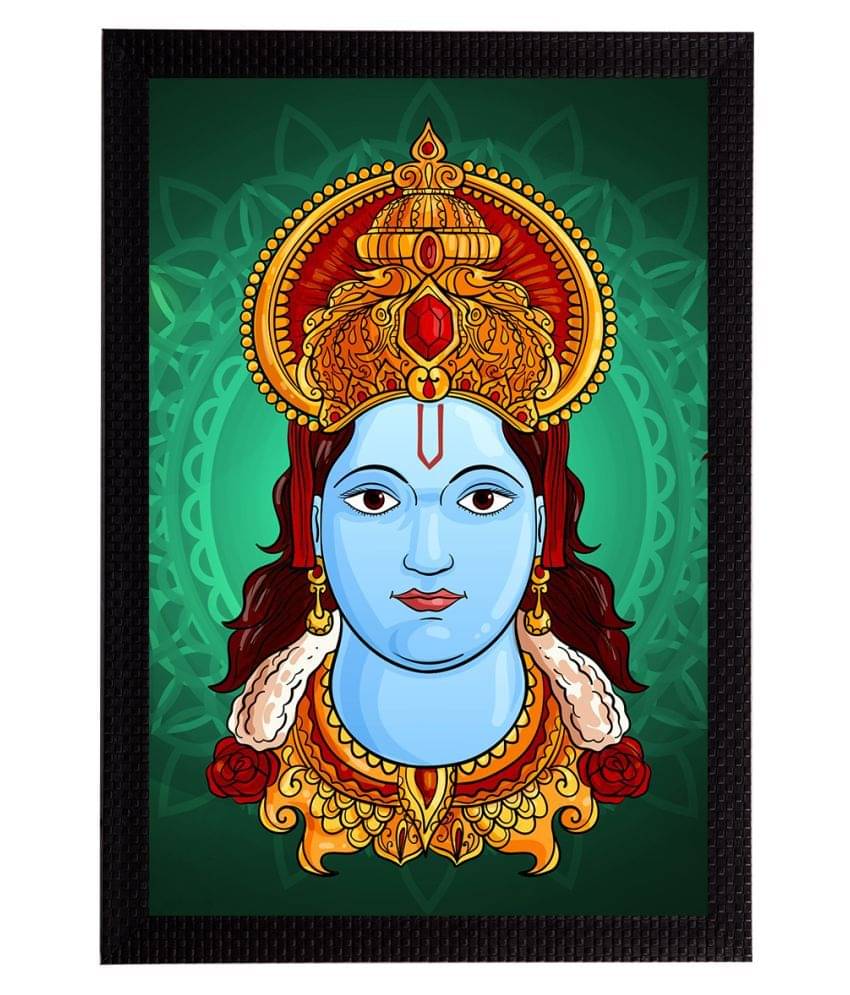     			eCraftIndia Blue & Orange Lord Ram Satin Matt Texture UV Art Painting