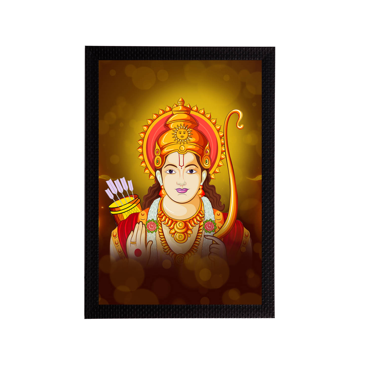     			eCraftIndia Yellow & Red Lord Ram Satin Matt Texture UV Wall Art