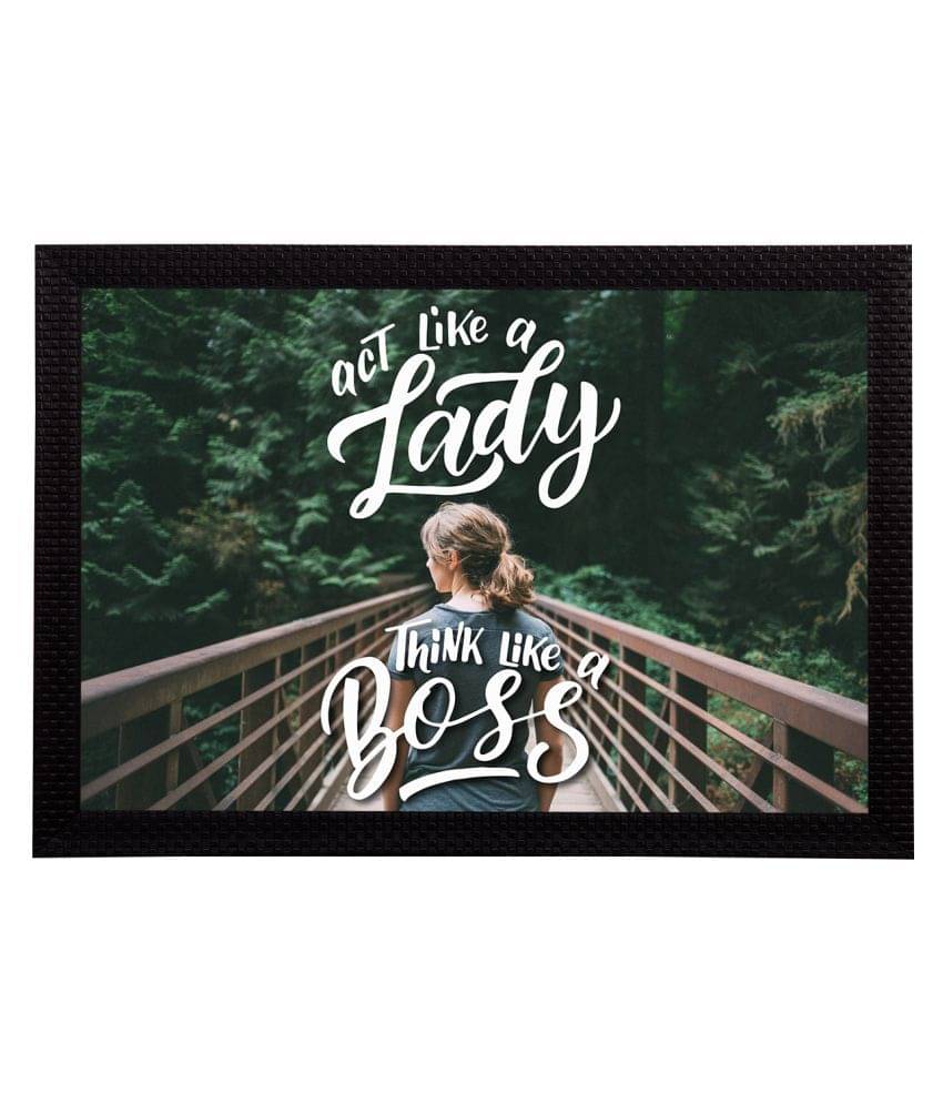     			eCraftIndia Green & White "Act Like A Lady Think Like a Boss" Motivational Quote Matt Texture UV Art Painting